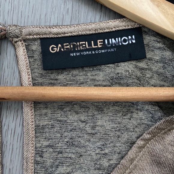 New, No Tags, Beautiful Metallic Rose Gold-Tone V-Neck Twist-Front Top. - Picture 6 of 6